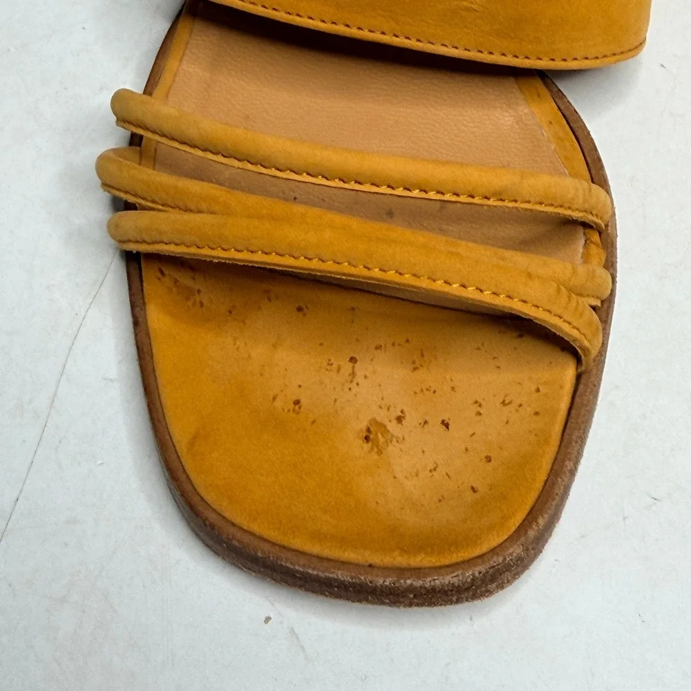 Coach Francesca Mules Women 7.5B Marigold Yellow Suede Block Heel Made in Italy
